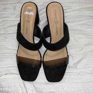 Size 9 double strap black heels